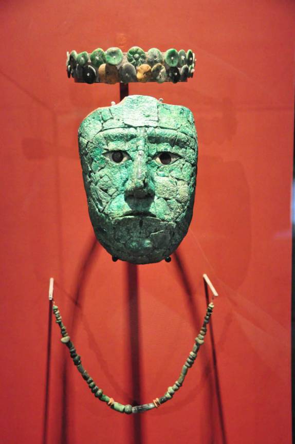 Máscara maya no museu das ruínas de Palenque, em Chiapas, no sul do México